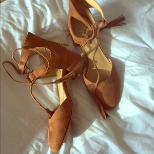 Franco Sarto strap heels, brown color. Never worn